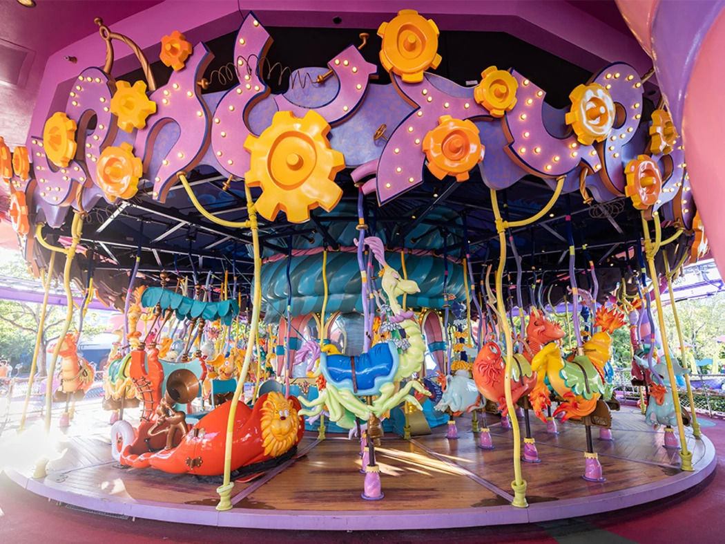 Colorful carousel with playful animals