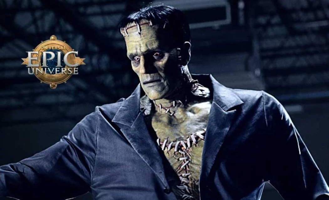 A mysterious character with visible stitches on their chest, dressed in a dark suit
