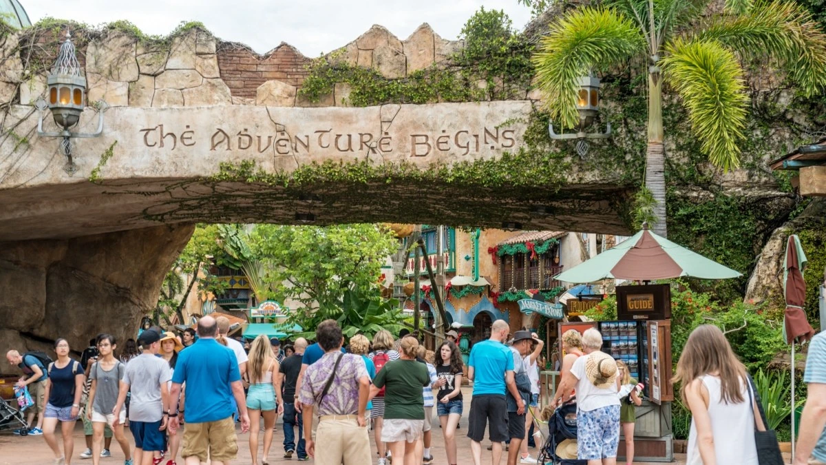 Visitors are entering the Islands of Adventure theme park