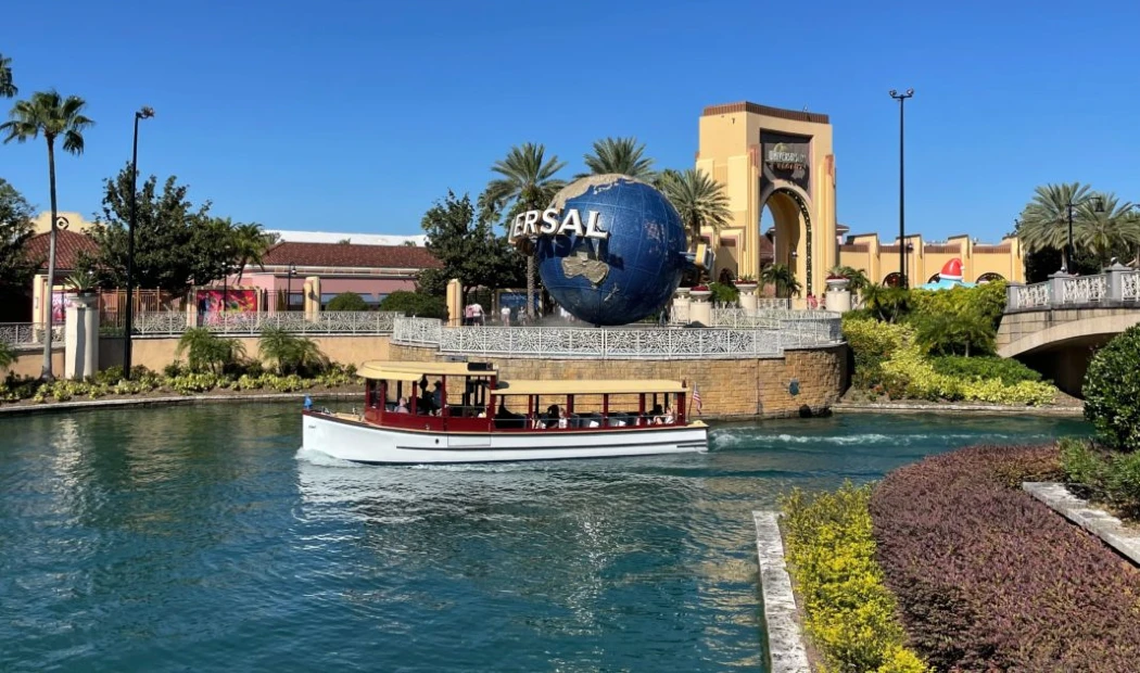 A water taxi carrying visitors in Universal orlando resort
