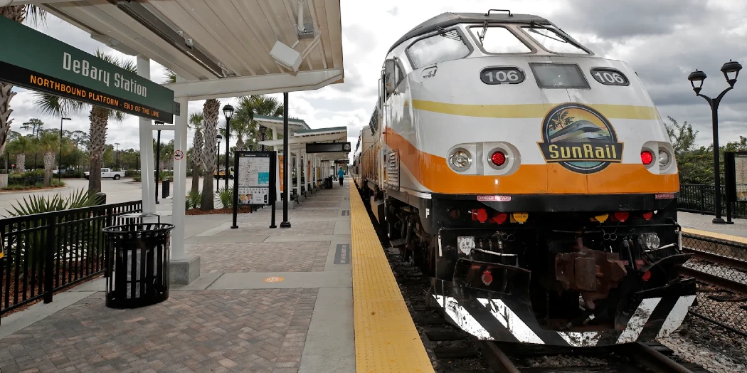 A sunrail train at the station