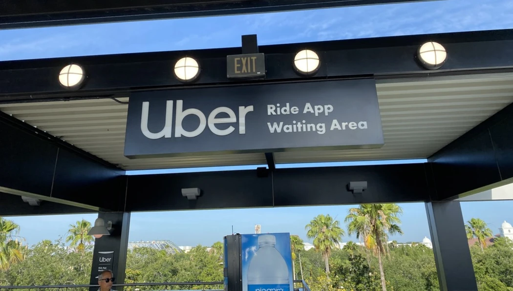 The sign board of Uber ride app waiting area