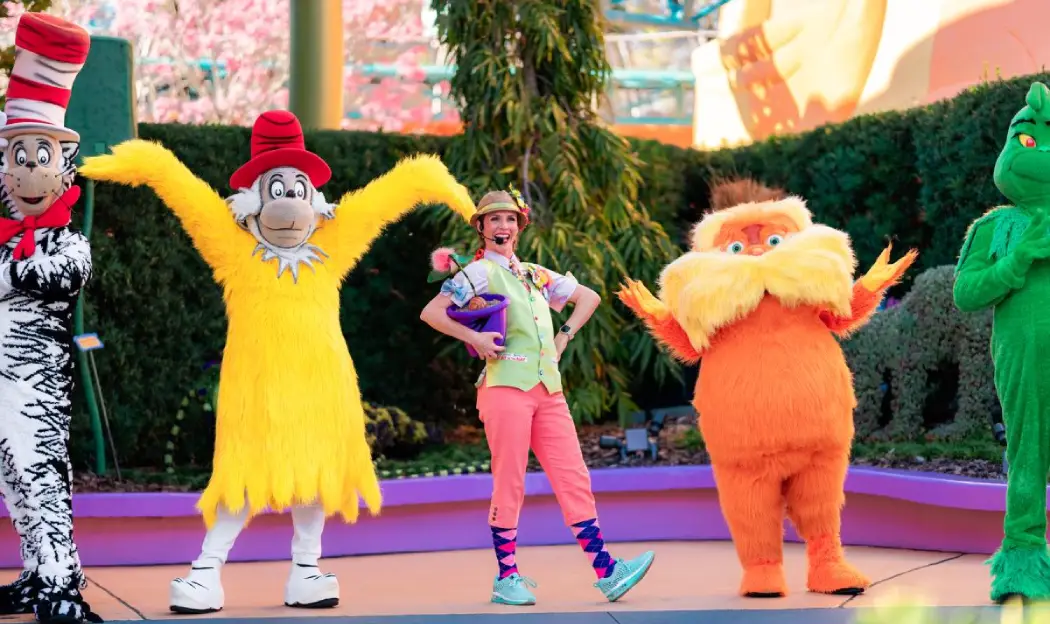 Colorful cartoon characters dancing
